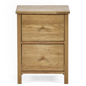Julian Bowen Coxmoor 2 Drawer Bedside Table in Oak – Solid Wood Bedroom Nightstand with Spacious Storage