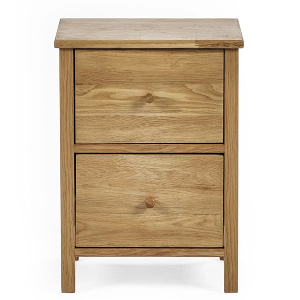 Julian Bowen Coxmoor 2 Drawer Bedside Table in Oak – Solid Wood Bedroom Nightstand with Spacious Storage