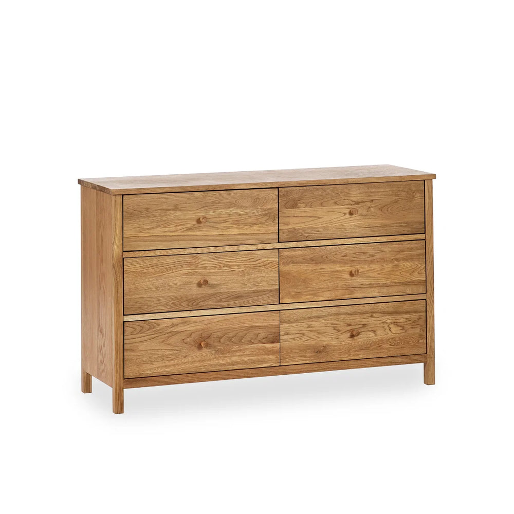 Julian Bowen Coxmoor 6 Drawer Chest – Oak Finish / Oak & Ivory Finish Bedroom Storage Unit