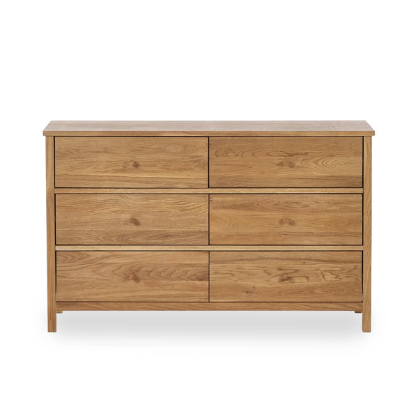 Julian Bowen Coxmoor 6 Drawer Chest – Oak Finish / Oak & Ivory Finish Bedroom Storage Unit