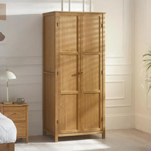 Julian Bowen Coxmoor Oak Wooden 2 Door Wardrobe with Hanging Rail and Top Storage Shelf