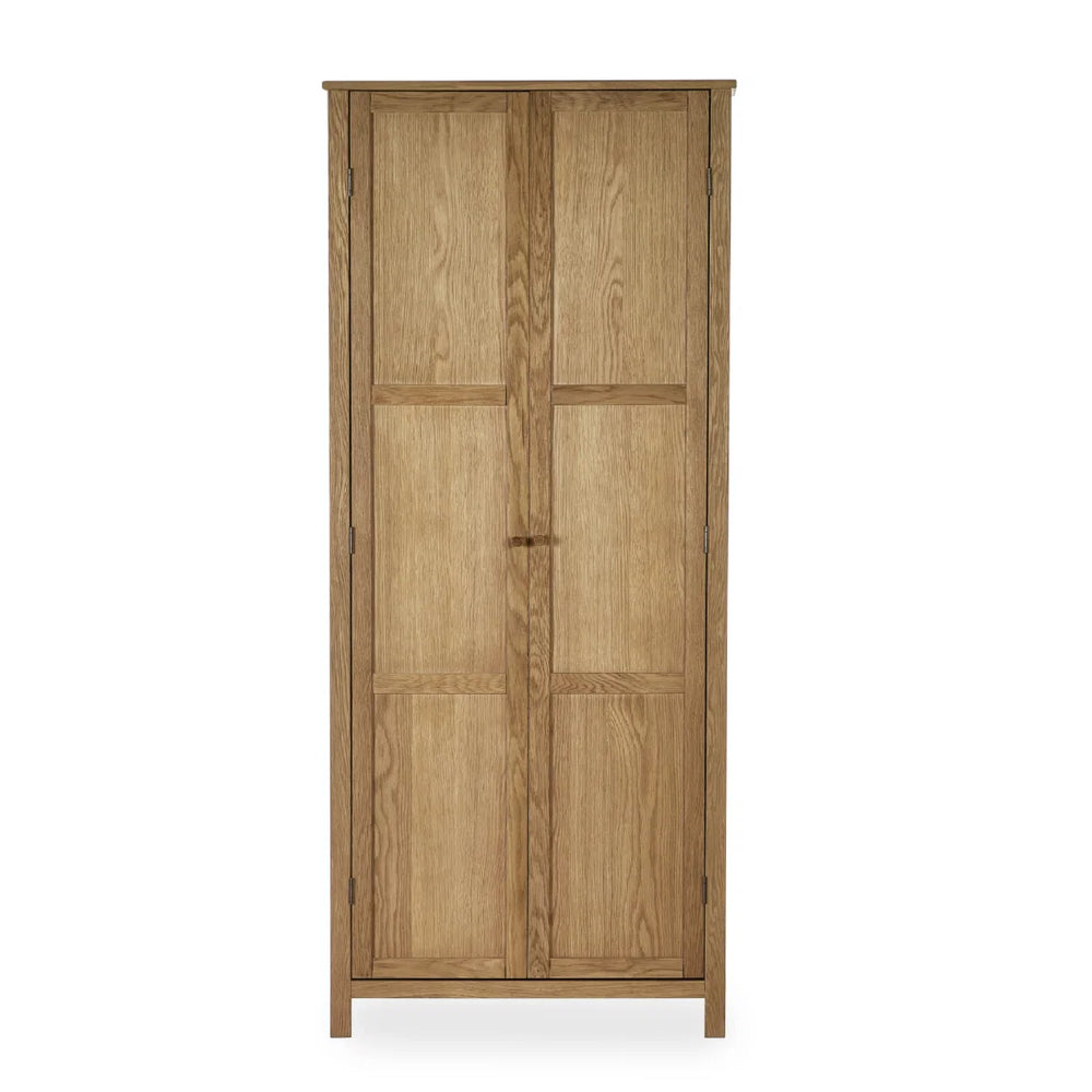 Julian Bowen Coxmoor Oak Wooden 2 Door Wardrobe with Hanging Rail and Top Storage Shelf