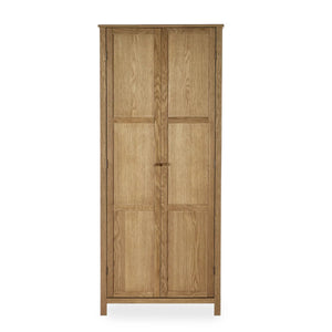 Julian Bowen Coxmoor Oak Wooden 2 Door Wardrobe with Hanging Rail and Top Storage Shelf