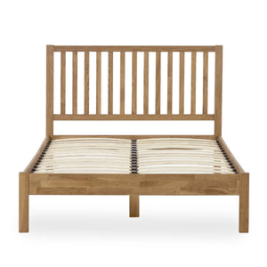 Coxmoor Solid Oak 150cm Bed Frame with Panelled Headboard – Natural Oak Finish
