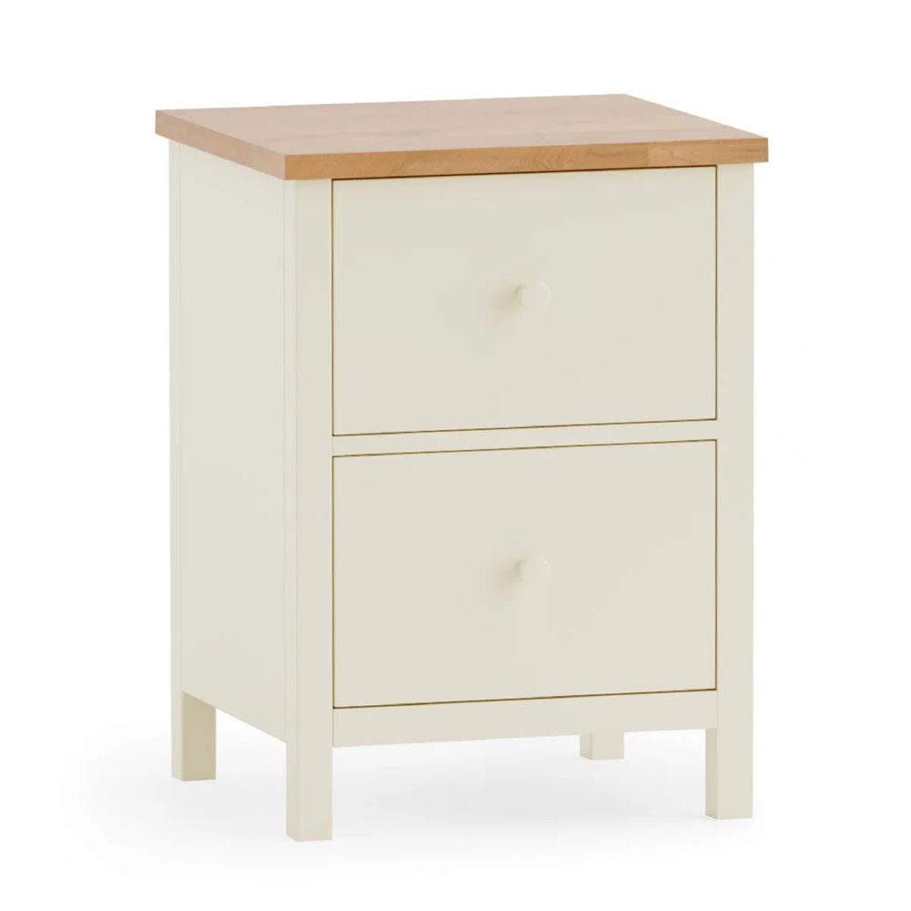 Julian Bowen Coxmoor 2 Drawer Bedside Table in Oak – Solid Wood Bedroom Nightstand with Spacious Storage