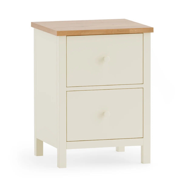Julian Bowen Coxmoor 2 Drawer Bedside Table in Oak – Solid Wood Bedroom Nightstand with Spacious Storage