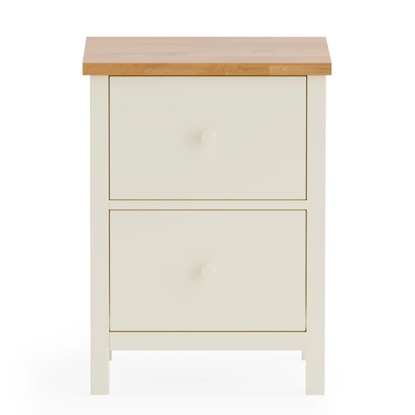 Julian Bowen Coxmoor 2 Drawer Bedside Table in Oak – Solid Wood Bedroom Nightstand with Spacious Storage