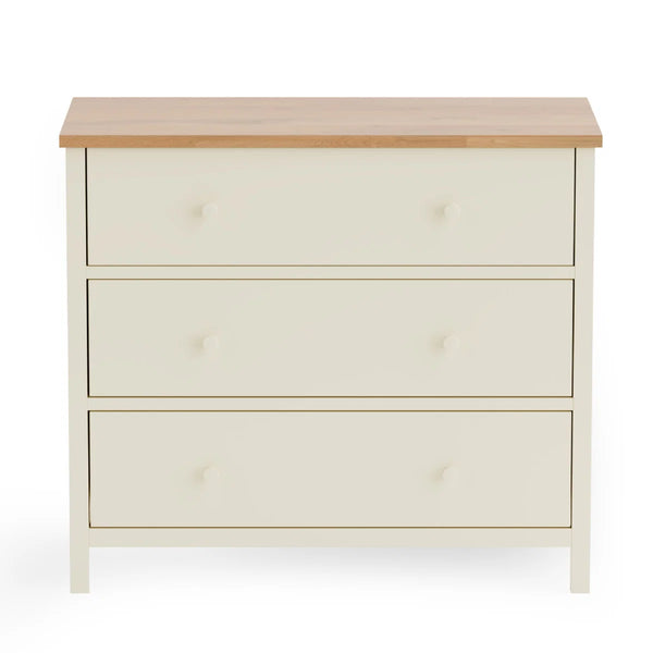 Julian Bowen Coxmoor 3 Drawer Chest – Oak & Ivory Oak Wooden Bedroom Storage Chest with Spacious Drawers