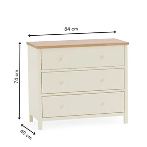 Julian Bowen Coxmoor 3 Drawer Chest – Oak & Ivory Oak Wooden Bedroom Storage Chest with Spacious Drawers