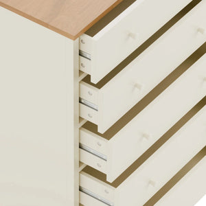 Julian Bowen Coxmoor 5 Drawer Wide Chest – Oak & Ivory/Oak Finish Bedroom Storage Chest with Spacious Drawers