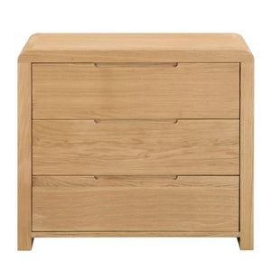 Curve 3 Drawer Chest – Solid White Oak Bedroom Storage Unit with Curved Edging