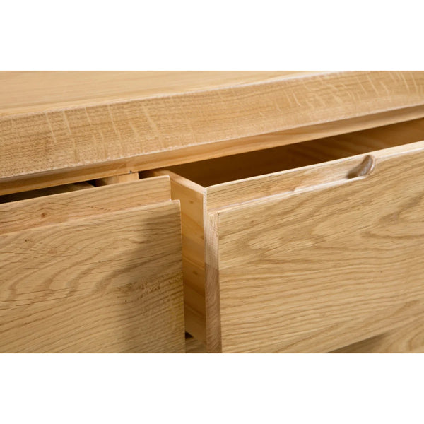 Julian Bowen Curve 3+2 Drawer Oak Chest – Solid White Oak & Oak Veneers Bedroom Storage Chest with Recessed Handles