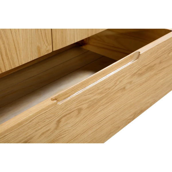 Julian Bowen Curve 2 Door 1 Drawer Solid Oak Wardrobe with Hanging Rail & Storage Drawer
