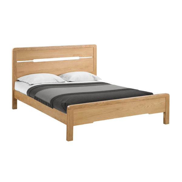 Julian Bowen Curve Solid White Oak Wooden Bed Frame with Curved Headboard – Double & King Size