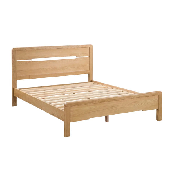 Julian Bowen Curve Solid White Oak Wooden Bed Frame with Curved Headboard – Double & King Size