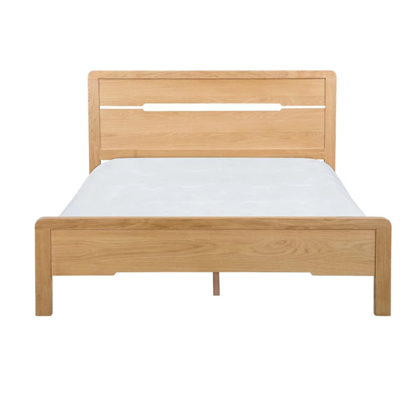 Julian Bowen Curve Solid White Oak Wooden Bed Frame with Curved Headboard – Double & King Size