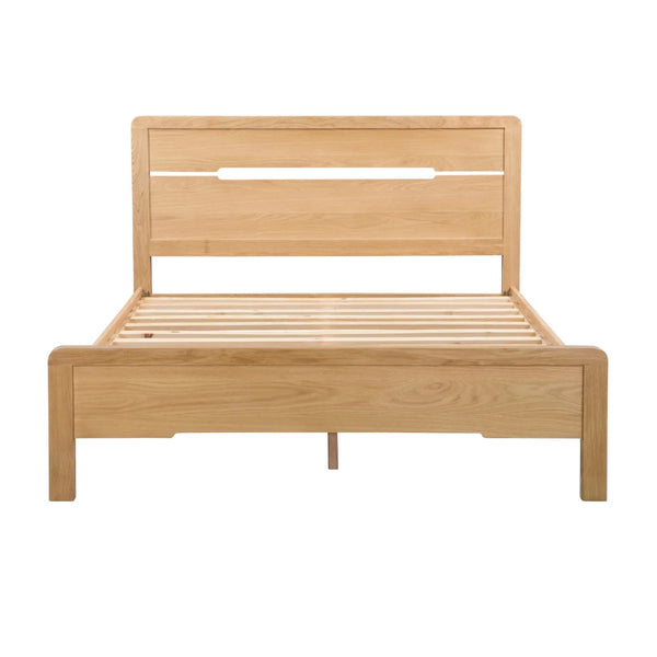 Julian Bowen Curve Solid White Oak Wooden Bed Frame with Curved Headboard – Double & King Size