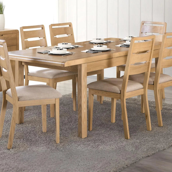 Curve Solid Oak Extending Dining Table with Butterfly Extension – 150-200cm