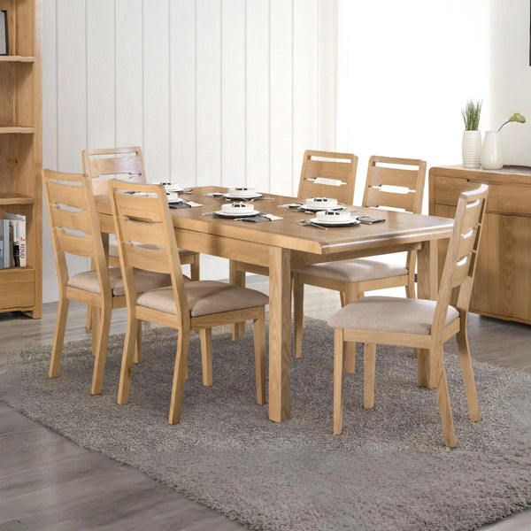 Curve Solid Oak Extending Dining Table with Butterfly Extension – 150-200cm