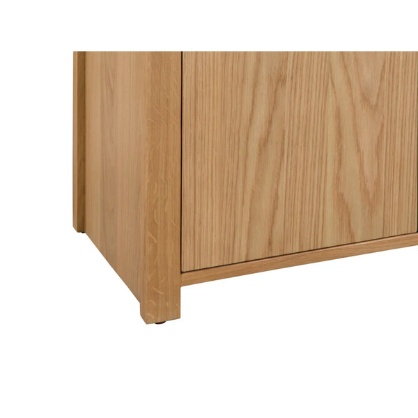 Julian Bowen Curve Oak Sideboard – Solid Oak & Oak Veneers Storage Cabinet with 3 Drawers & 3 Doors