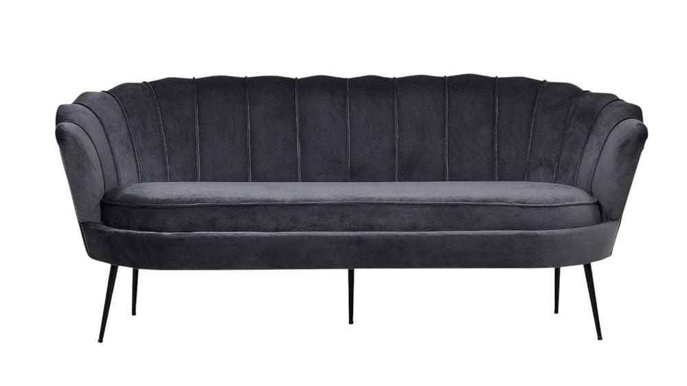 Calais 3-Seater Sofa in Dark Grey Velvet | Modern Stylish Sofa with Angled Metal Legs