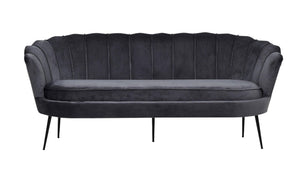Calais 3-Seater Sofa in Dark Grey Velvet | Modern Stylish Sofa with Angled Metal Legs