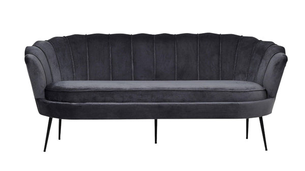 Calais 3-Seater Sofa in Dark Grey Velvet | Modern Stylish Sofa with Angled Metal Legs