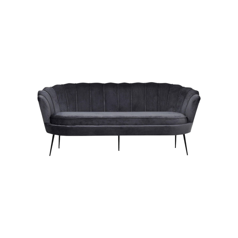 Calais 3-Seater Sofa in Dark Grey Velvet | Modern Stylish Sofa with Angled Metal Legs