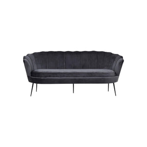 Calais 3-Seater Sofa in Dark Grey Velvet | Modern Stylish Sofa with Angled Metal Legs