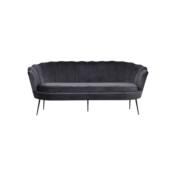 Calais 3-Seater Sofa in Dark Grey Velvet | Modern Stylish Sofa with Angled Metal Legs