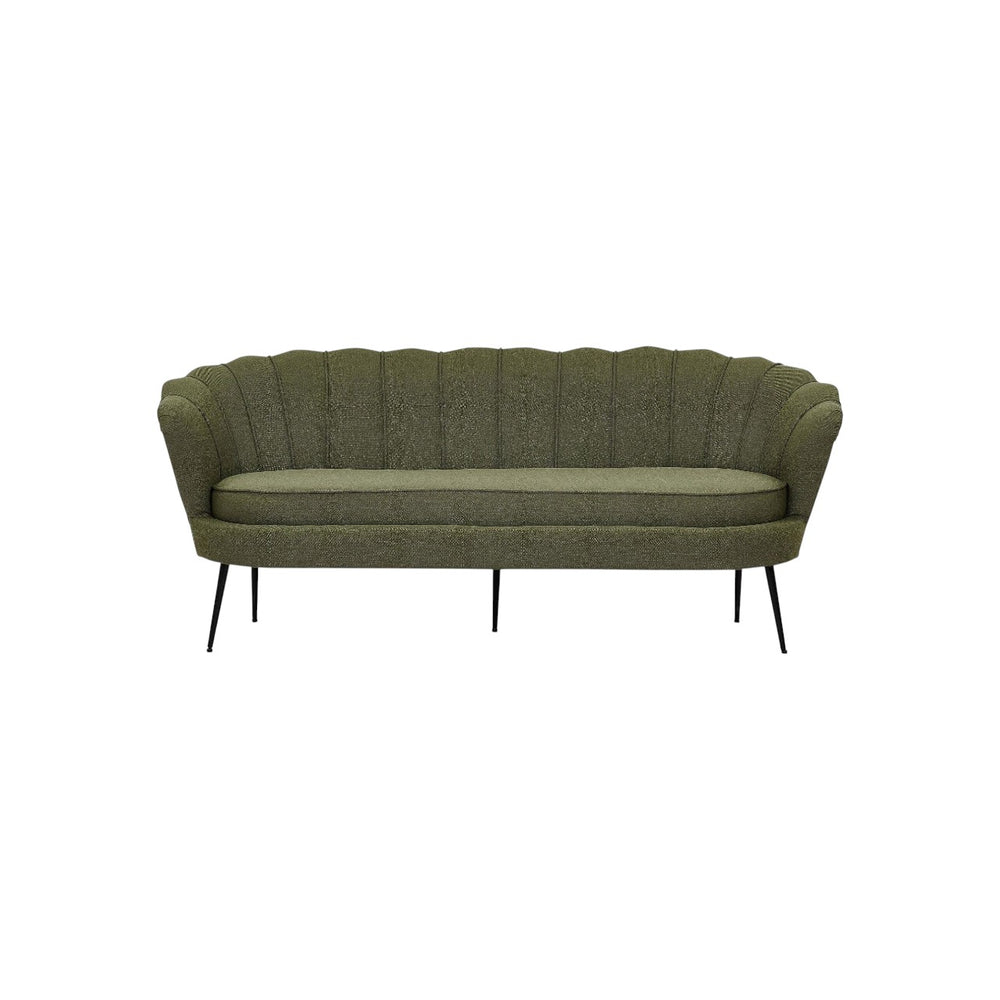 Calais 3-Seater Sofa in Dusty Green Fabric | Modern Stylish Polyester Sofa with Angled Metal Legs