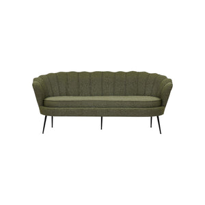 Calais 3-Seater Sofa in Dusty Green Fabric | Modern Stylish Polyester Sofa with Angled Metal Legs