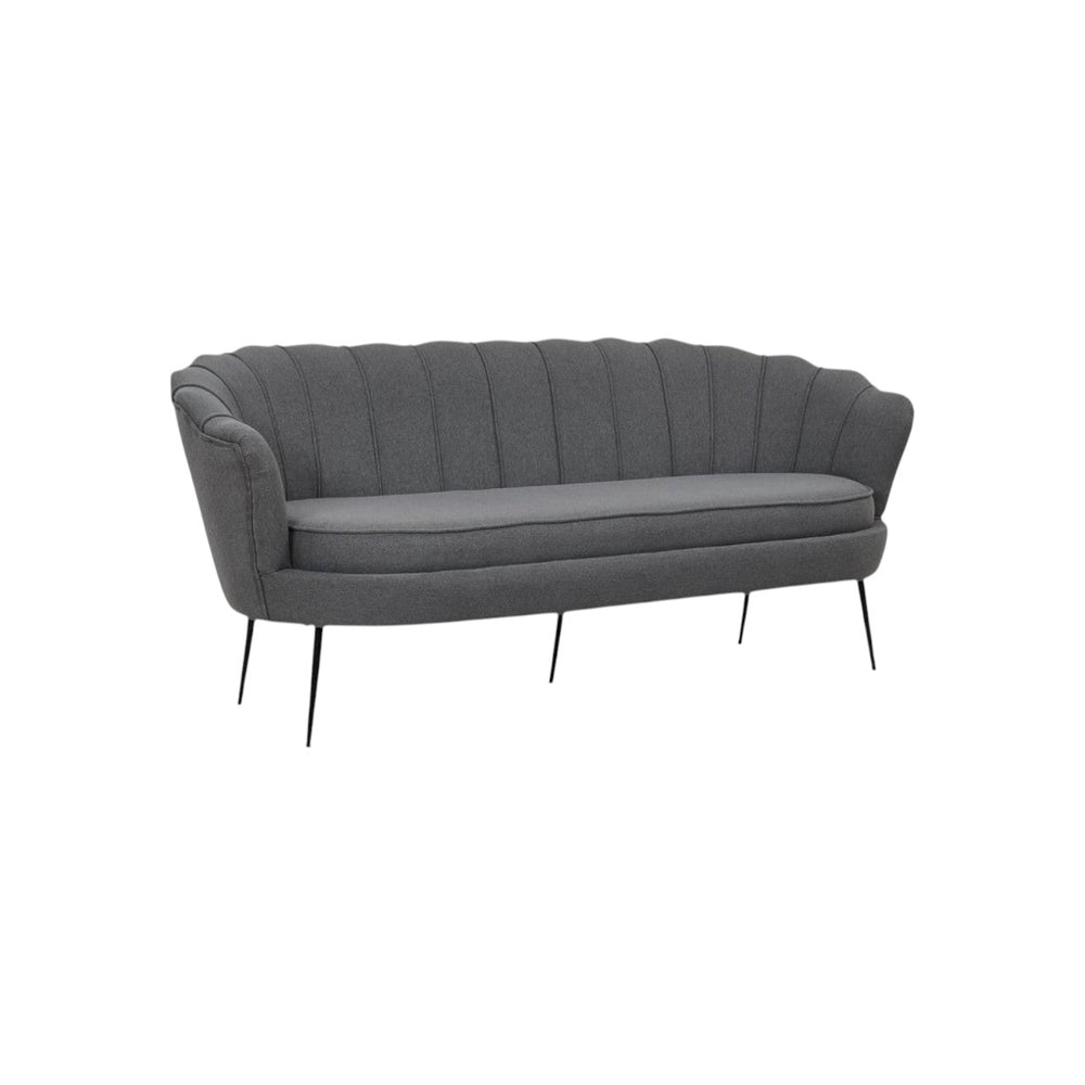 Calais 3-Seater Sofa in Grey Fabric | Modern Stylish Sofa with Angled Metal Legs
