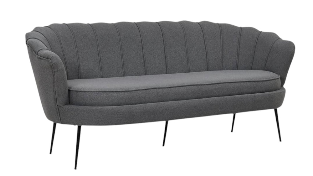 Calais 3-Seater Sofa in Grey Fabric | Modern Stylish Sofa with Angled Metal Legs