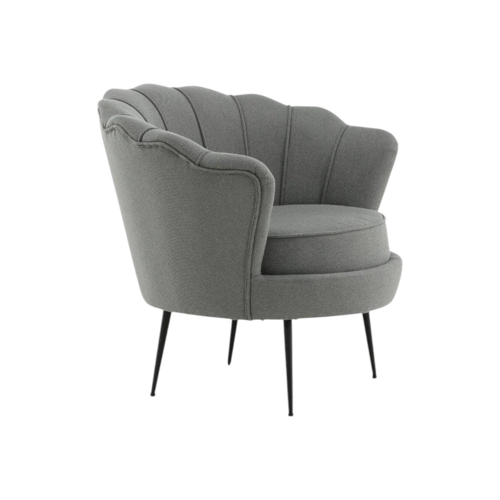 Calais Grey Armchair | Polyester Upholstery with Modern Folded Back & Metal Legs