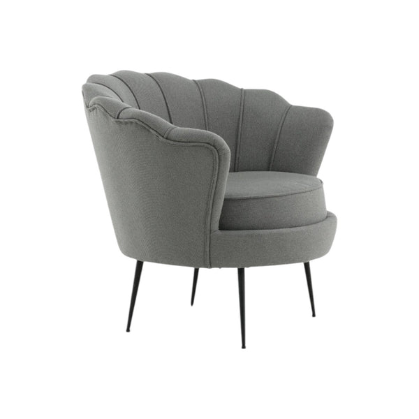 Calais Grey Armchair | Polyester Upholstery with Modern Folded Back & Metal Legs