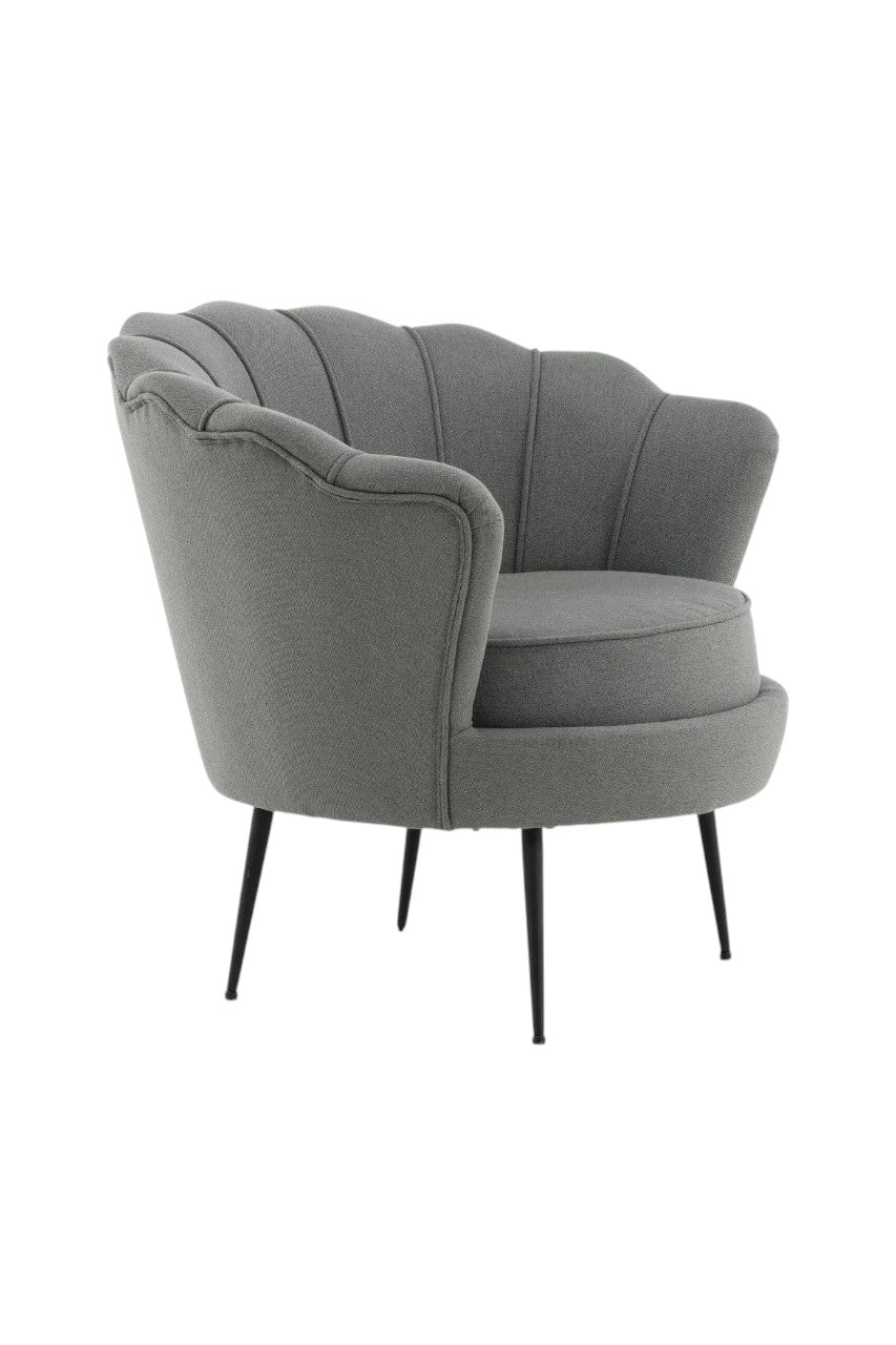 Calais Grey Armchair | Polyester Upholstery with Modern Folded Back & Metal Legs