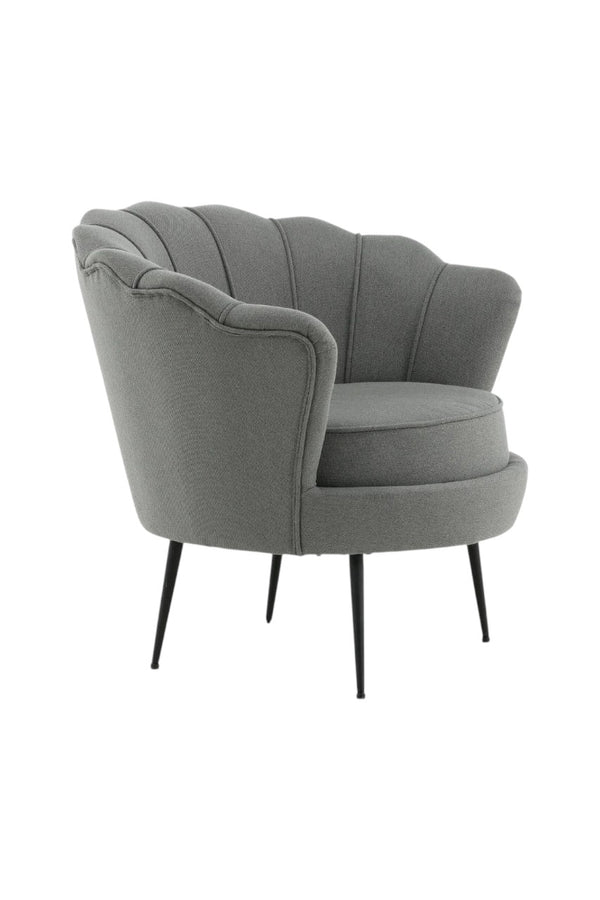 Calais Grey Armchair | Polyester Upholstery with Modern Folded Back & Metal Legs