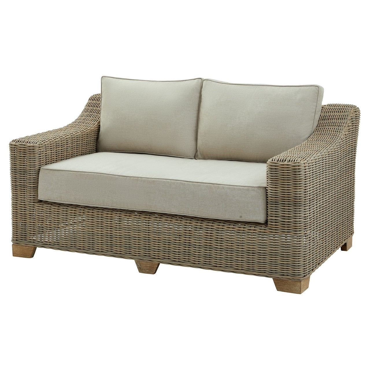 Capri Collection Outdoor 2 Seater Sofa Cushions Weather Resistant HDPE Wicker & Aluminum Frame