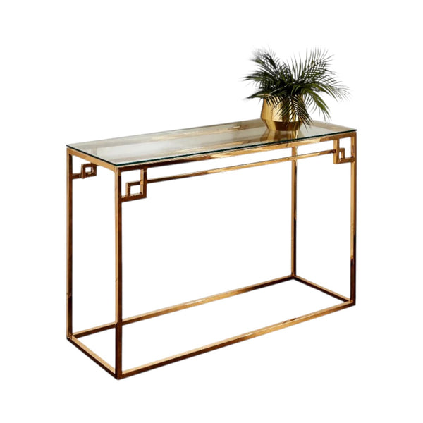 Cesar Gold Console Table with luxury gold-plated stainless steel frame