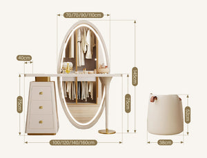 Charlotte Cream Dressing Table with LED Mirror