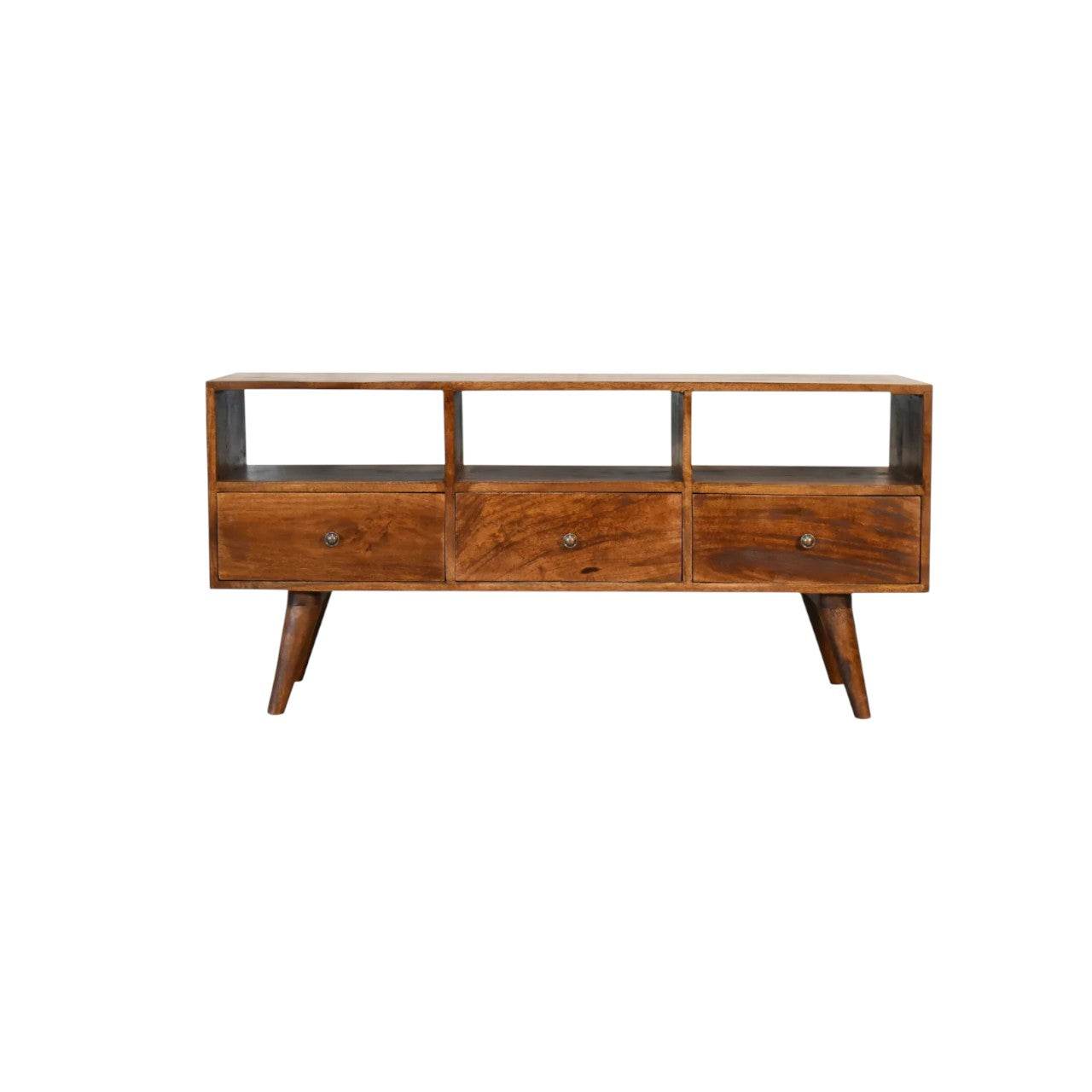 Chestnut Nordic 3 Drawer TV Unit Solid Mango Wood