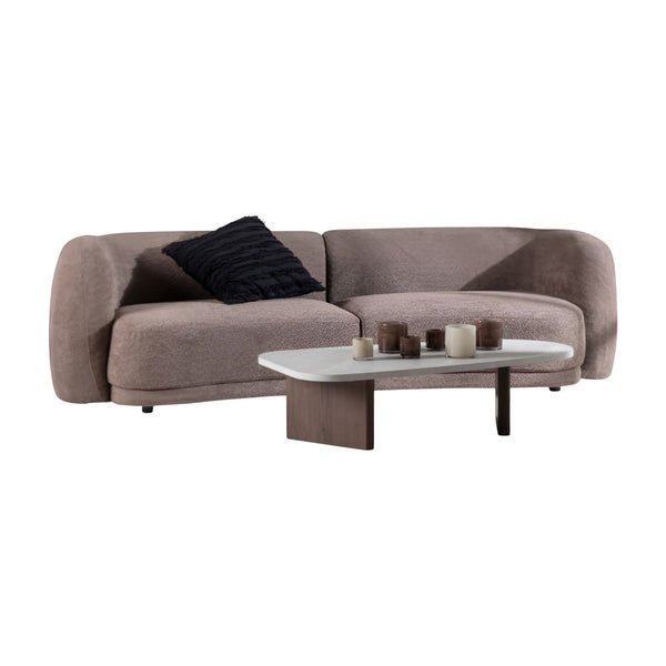 Cielo 3-Seater Sofa in Brown Bouclé | Modern Curved Sofa with Cozy and Inviting Design