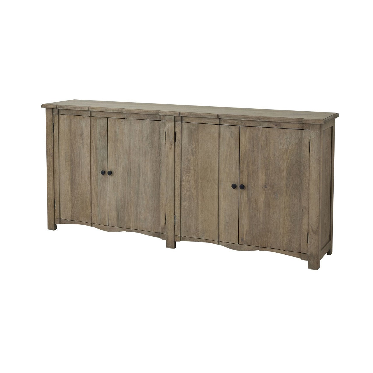 Copgrove Collection 4 Door Sideboard – Handcrafted Hardwood French Style Sideboard Washed Bleached Finish Iron Handles