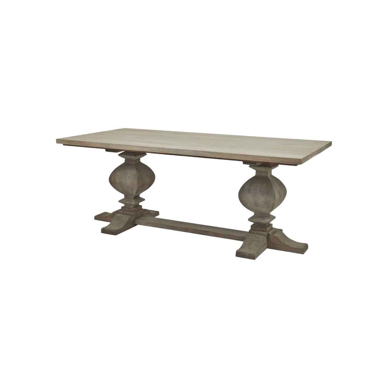 Copgrove Collection Large Dining Table Exclusive Bleached Hardwood Ironwork Accents