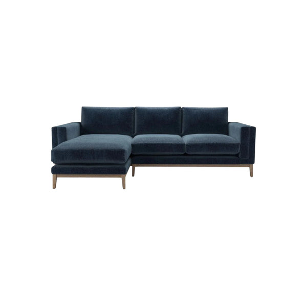 Bluebell Classic Chaise Sofa with turned wooden legs and feather cushions in a traditional living room setting