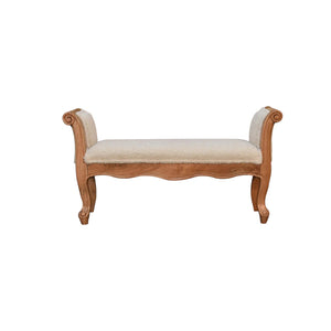 Cream Boucle French Style Bench
