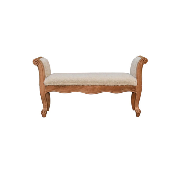 Cream Boucle French Style Bench