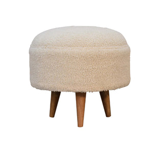 Cream Boucle Rounded Footstool