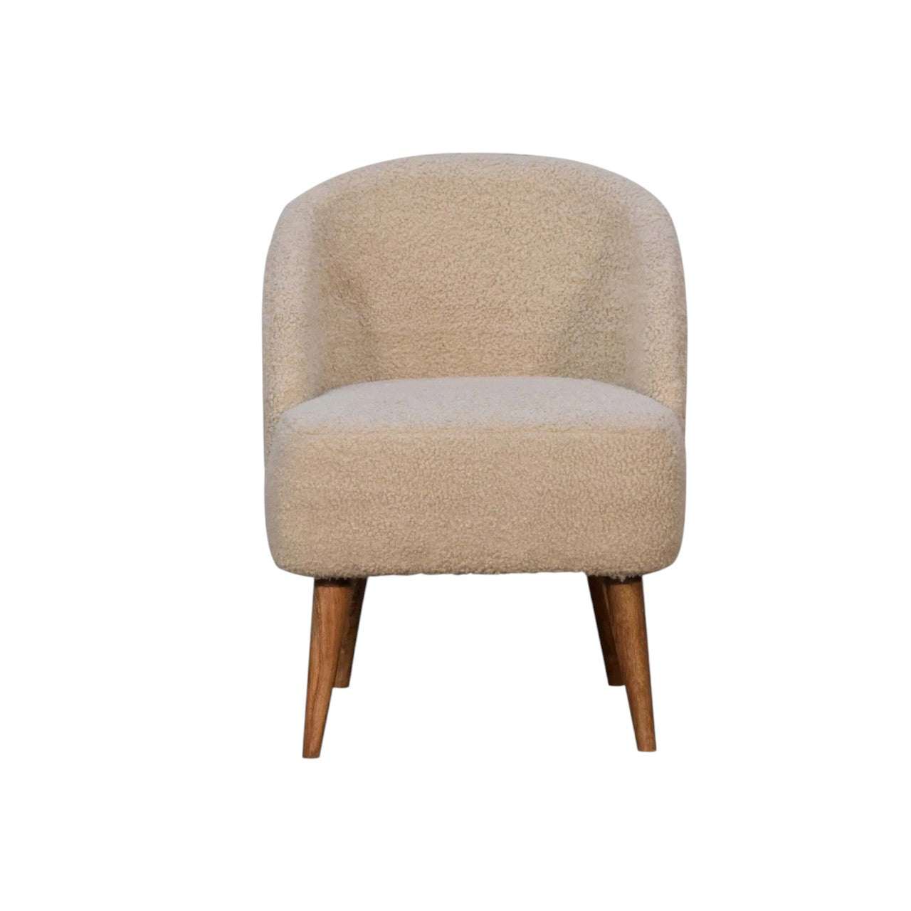 Bouclé Tub Chair – Modern Curved Accent Armchair Soft Textured Upholstery